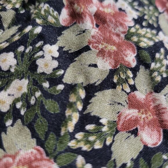 Vintage Rabbit Floral Jumpsuit Black Rayon Wide Leg Ditsy Microprint Calico XS - Picture 6 of 12